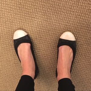 J. Crew Black w Cream Toe Flats Sz 8.5